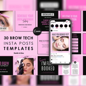 Brow Tint & Lamination Instagram Posts Templates, Brow Tech Flyers, Brow Social Media Posts