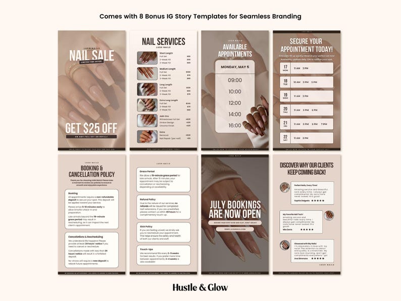 Nail Technician Acuity Scheduling Templates, Neutral Acuity Website, Nail Tech Booking website