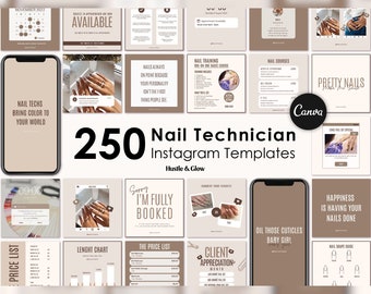 Nail Technician Instagram Posts, Matching Instagram Stories, Story Highlight Covers, Nail Tech Branding Kit, Canva Templates, Nail Flyers