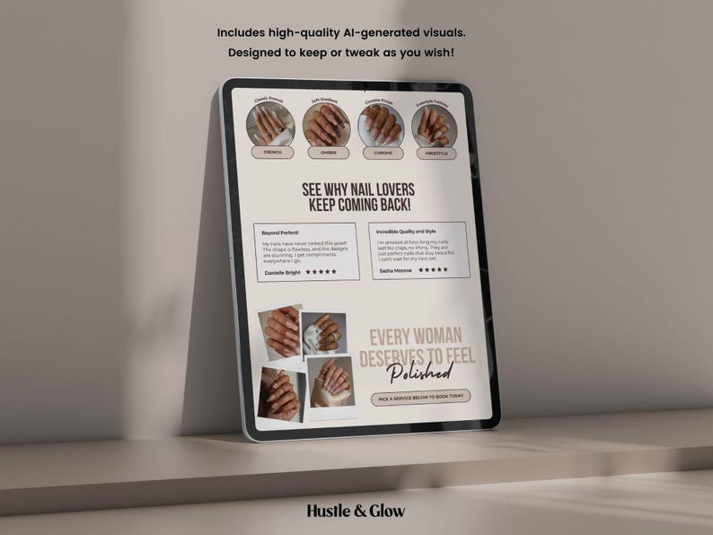 Nail Technician Acuity Scheduling Templates, Neutral Acuity Website, Nail Tech Booking website