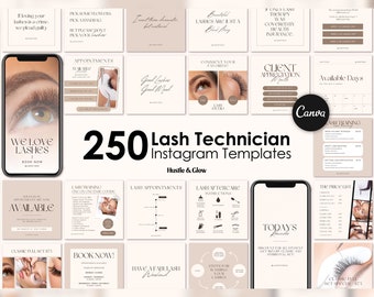 Pink Lash Tech Instagram Posts | Matching Canva Stories & Highlight Covers