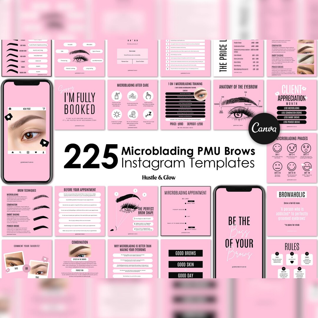 Microblading Instagram Posts | Matching Canva Stories & Story Covers - Etsy
