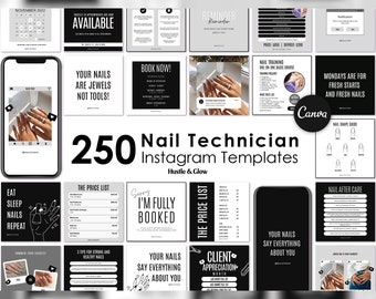 Nail Technician Instagram Posts, Matching Instagram Stories, Story Highlight Covers, Nail Tech Branding Kit, Canva Templates, Nail Flyers