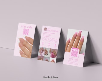 Pink Nail Tech Instagram QR-code visitekaartje | Bewerkbare canvassjabloon