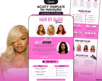 Pink and White Hairstylist Acuity Scheduling Template | DIY Canva Booking Website