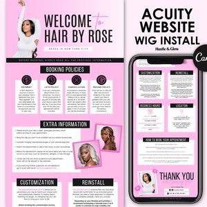 Acuity Scheduling Template Hairstylist, Wig Install Acuity Website, DIY Acuity Website, Hair Template