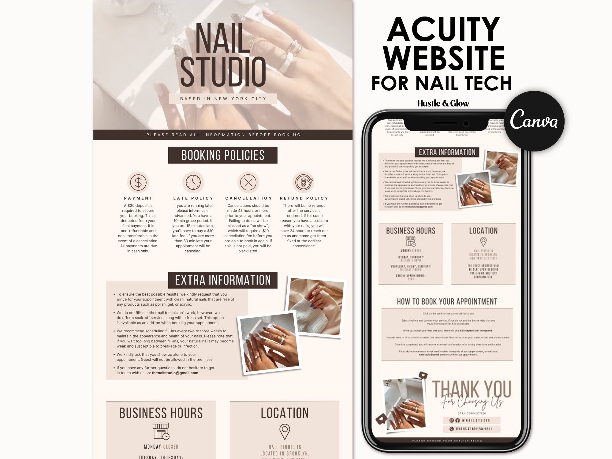 Acuity Scheduling Template for Nail Tech, Nail Tech Acuity Website, DIY Acuity Website, Nail Tech Template