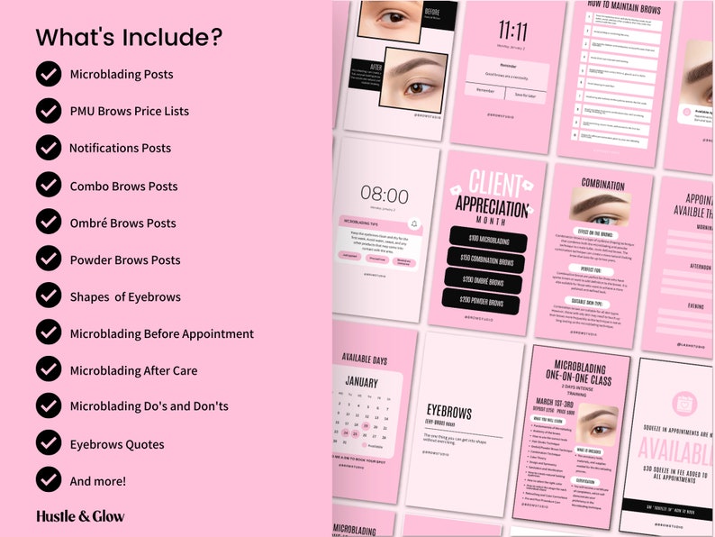 Microblading Instagram Posts | Matching Canva Stories & Story Covers - Etsy