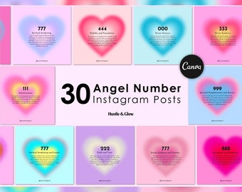 Modelos de Números de Anjos no Canva | Postagens Espirituais Editáveis no Instagram