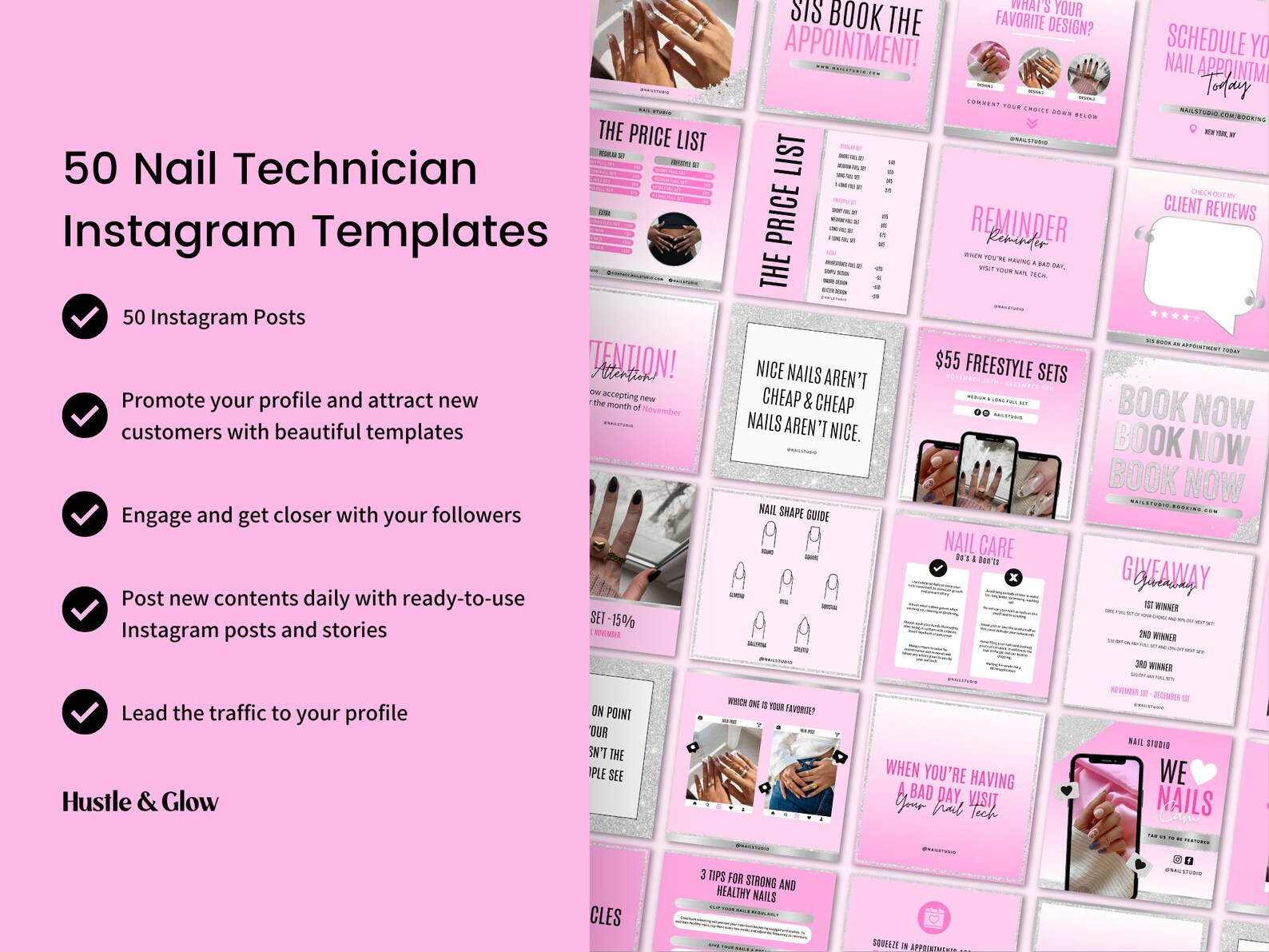 Nail Technician Instagram Posts Nail Tech Instagram Etsy