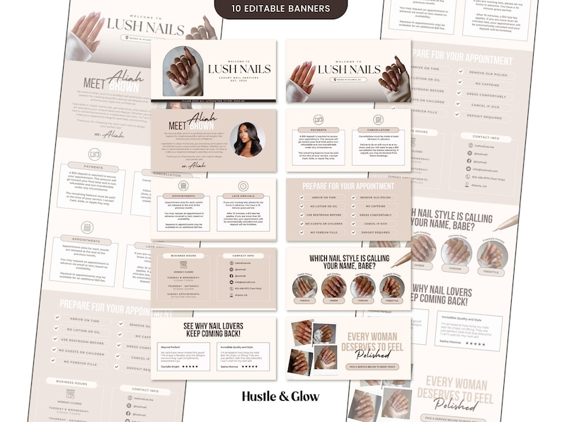 Nail Technician Acuity Scheduling Templates, Neutral Acuity Website, Nail Tech Booking website