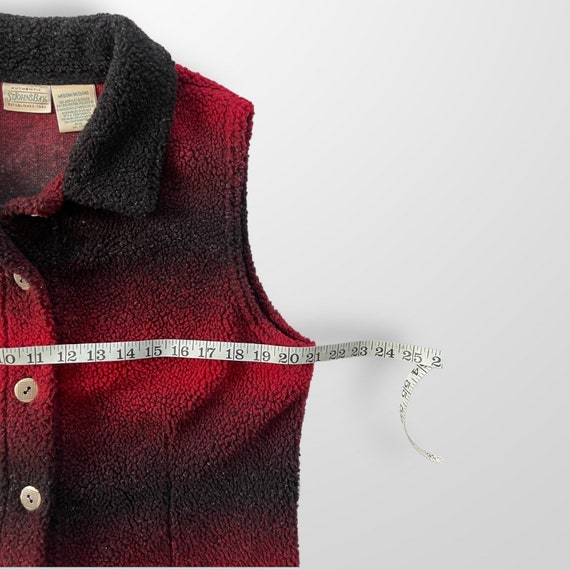 Vtg St. John’s Bay Fleece Vest Red & Black Size M - image 8