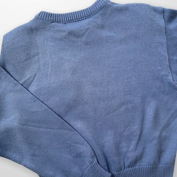 Alicia Petite Cropped Blue Knit Sweater With Text… - image 2
