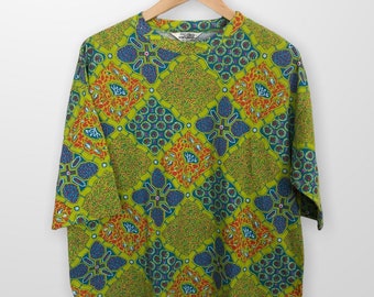 Vintage Geometric Floral Print Shirt
