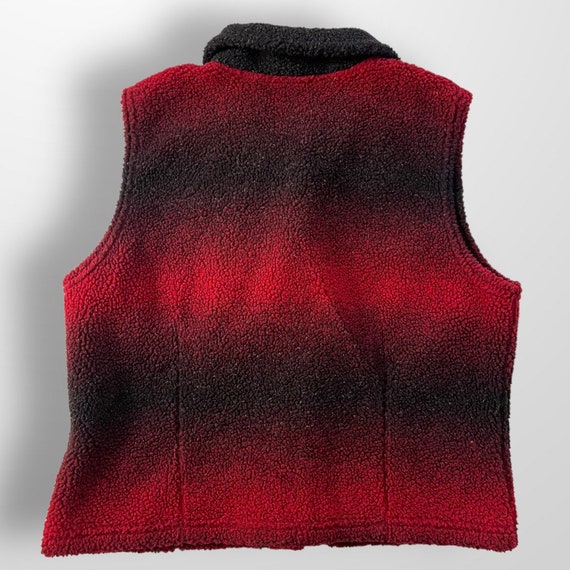 Vtg St. John’s Bay Fleece Vest Red & Black Size M - image 2