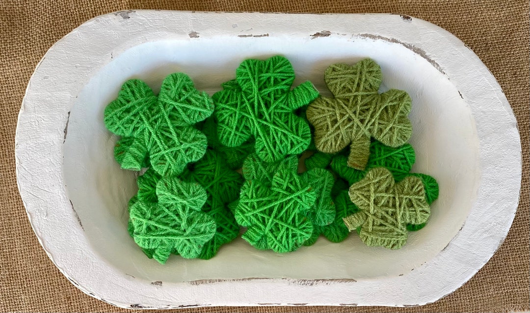 St. Patricks Day Decor Yarn Shamrocks Farmhouse Style - Etsy