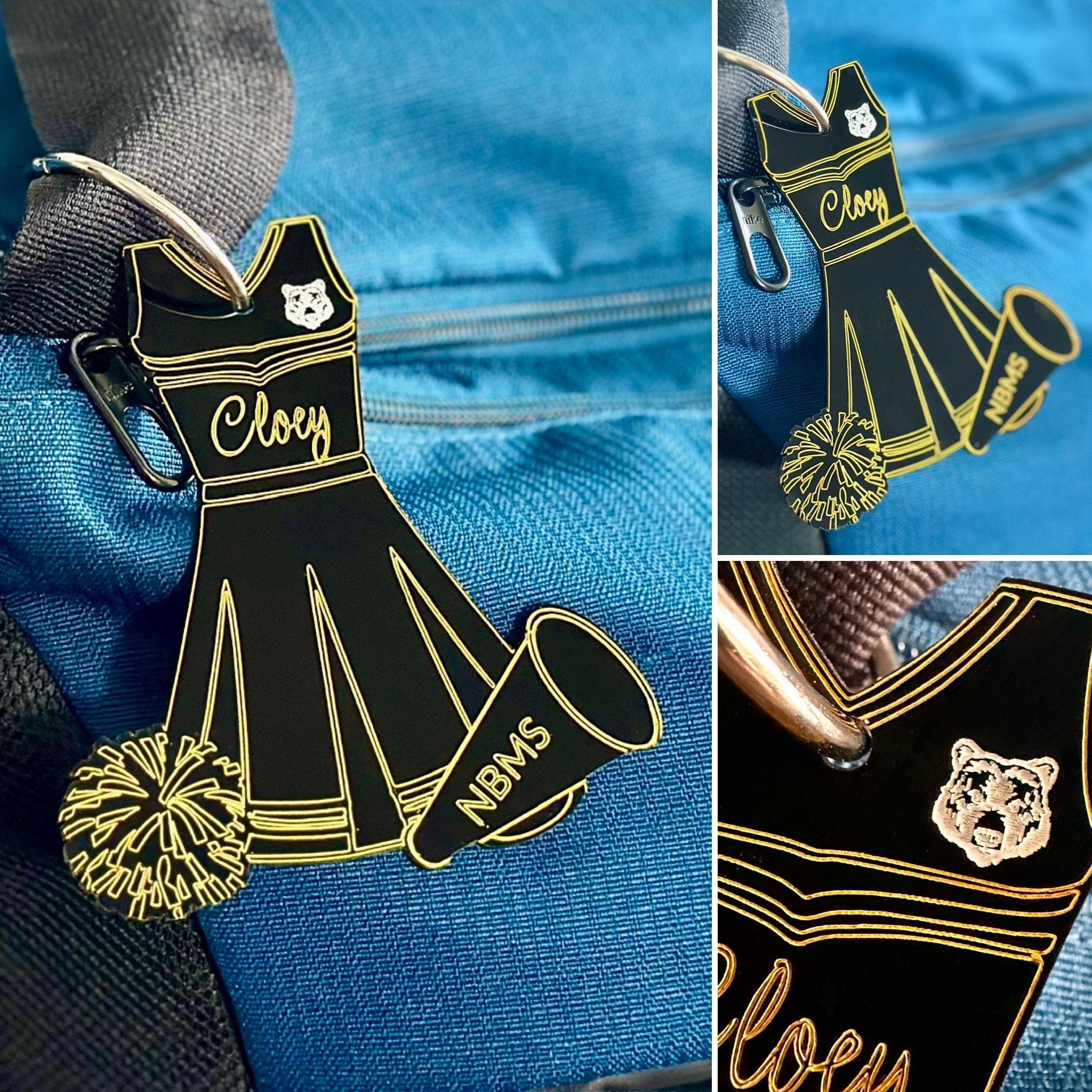 Personalized Name Bag Tag, Cheerleading Uniform Shape Name Tag, Swag Tag, Coach/Team Gift, End of Season Gift