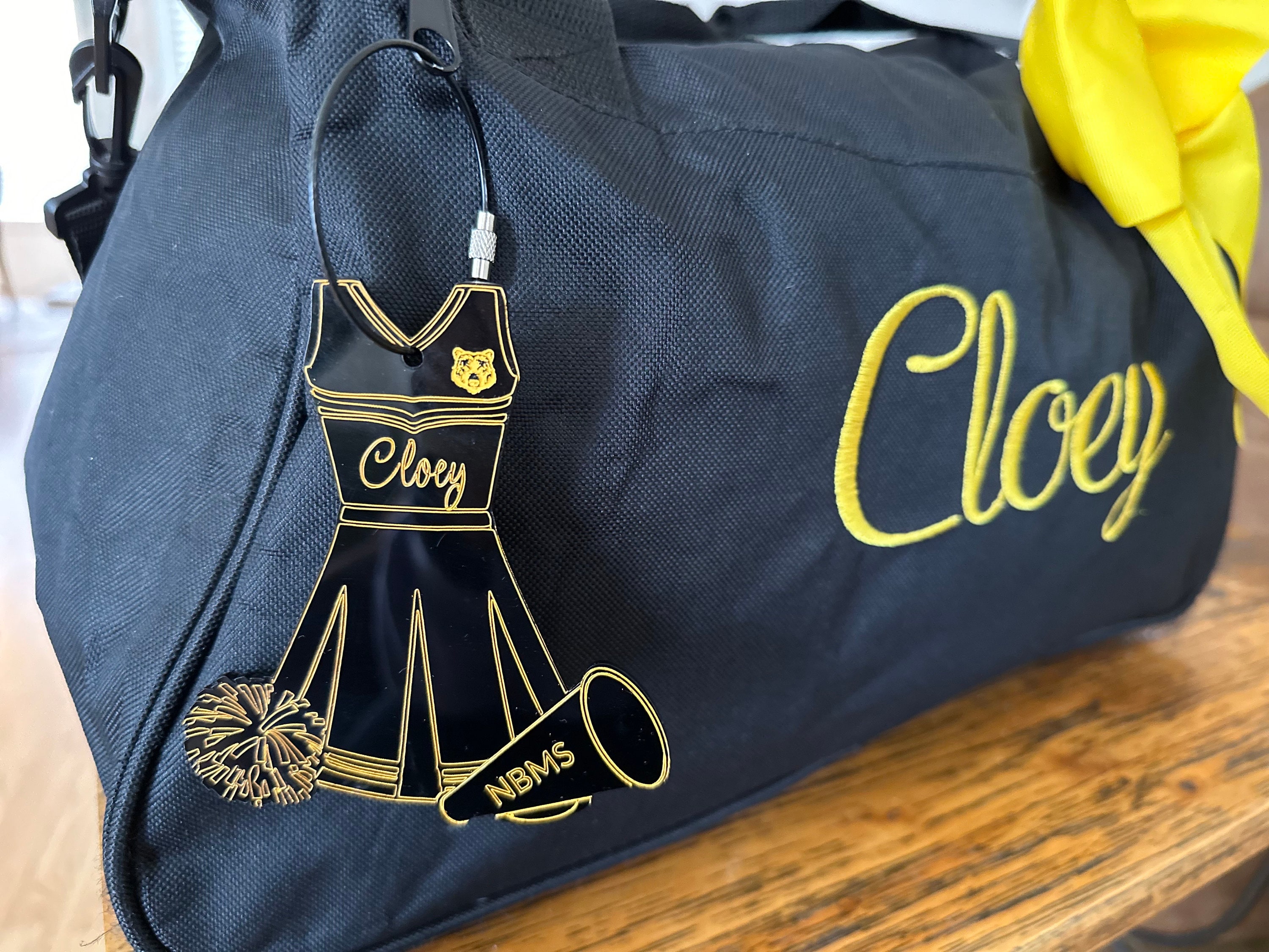 Personalized Name Bag Tag, Cheerleading Uniform Shape Name Tag, Swag Tag, Coach/Team Gift, End of Season Gift