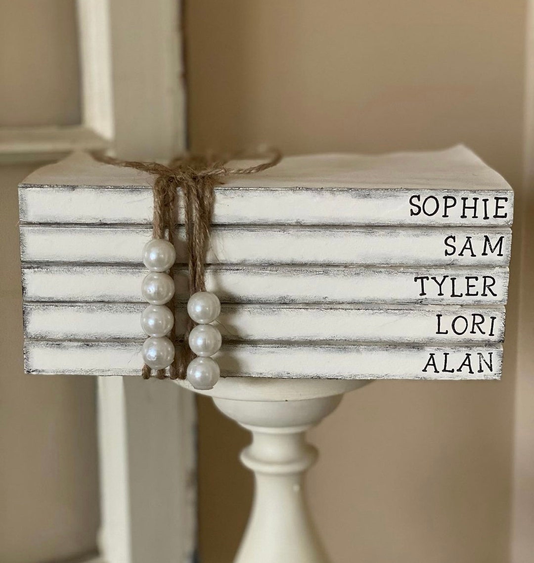 Book Stack, Stacked Book Decor, Personalized Books, Farmhouse Home ...