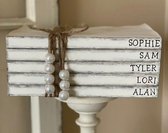 Book Stack, Stacked Book Decor, Personalized Books, Farmhouse Home Decor, Farmhouse Book Stack, Country Chic, Farmhouse Books