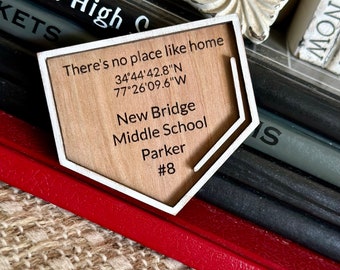 No Place Like Home, Baseball Gift, Softball Gift, Senior Gift, Graduation Gift, Awards Night, Home Plate