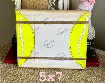 Tennis Picture Frame/Holder, Farmhouse Style, Coaches Gift, Team Gift, Kids Sports Frame, Distressed Block Picture Frame, Home Decor