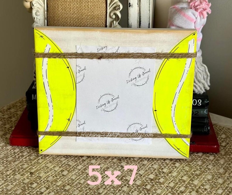 Tennis Picture Frame/Holder, Farmhouse Style, Coaches Gift, Team Gift, Kids Sports Frame, Distressed Block Picture Frame, Home Decor image 1