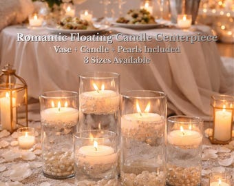 Centre de table bougie flottante pour la fête des Mères – élégant ensemble de vases en perles, cadeau pour maman, décoration de spa