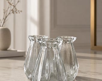 Ensemble de vases bourgeons rustiques avec noeud de ficelle | Décoration de table de mariage | Vases en verre pour pièce maîtresse | Décoration d'événement minimaliste | Vases vides uniquement