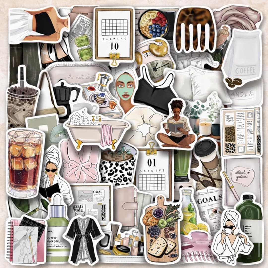 Sticker Design Clean 50 Reusable Clean Girl Vinyl Stickers - Fun Cartoon Decals for Phone ...