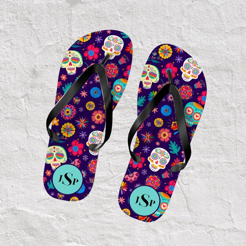 crystal skull flip flops