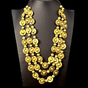 Handmade AfroBohemian Canary Multi-layer Wood Necklace