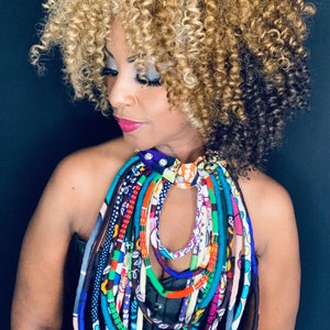 Handmade Ankara African Multi-Strand Choker Necklace