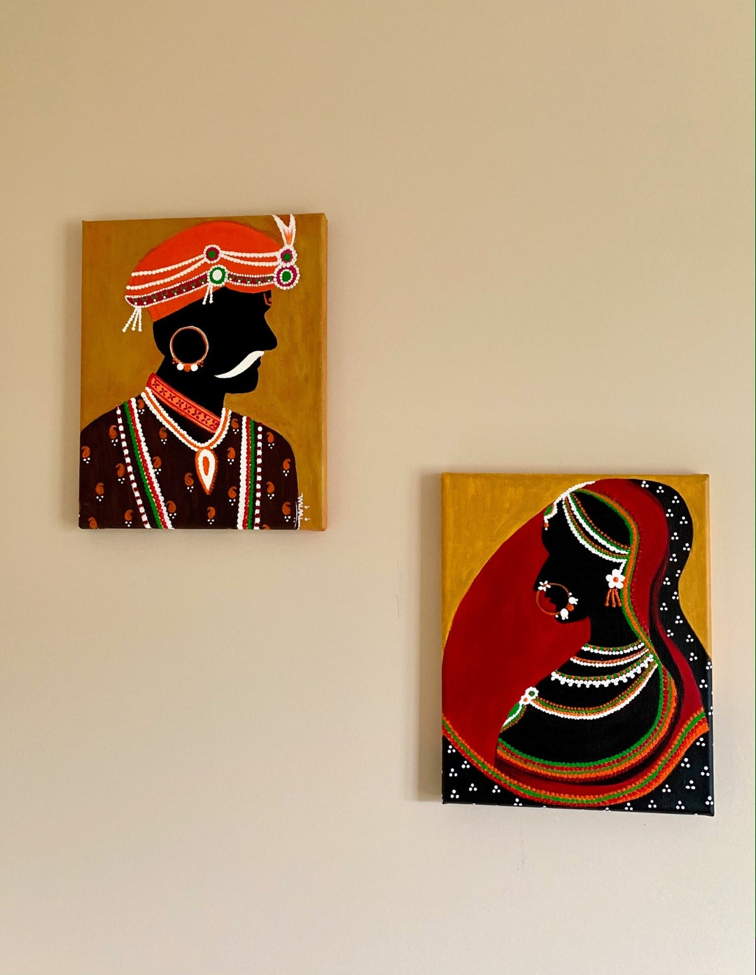 Acrylic Canvas Painting Indian Royals Wall Decor Etsy