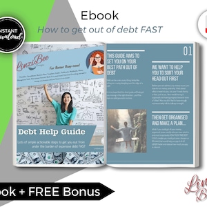 Libro electrónico sin deudas / Descarga instantánea / Guía de ayuda para deudas / Calculadora de intereses / PDF de autoayuda / Obtenga deudas RÁPIDAMENTE + Hoja de cálculo de Excel BONIFICADA