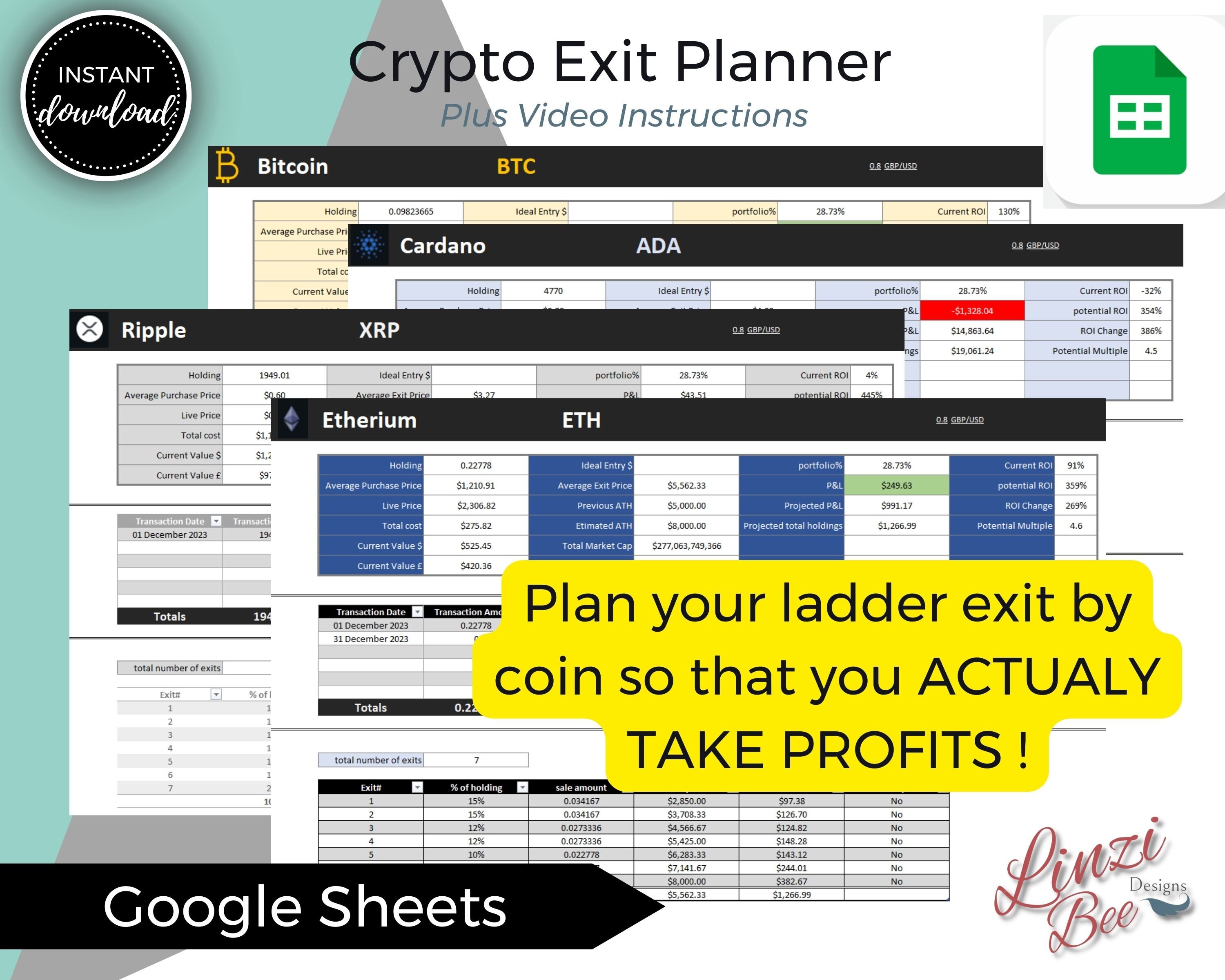 Crypto Exit Planner: ROI, Selling Schedule, Charts (google Sheets) - Etsy  Canada