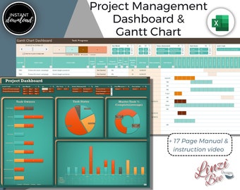 Automated Gantt Chart Excel Template: Project Management Dashboard (Digital Download)