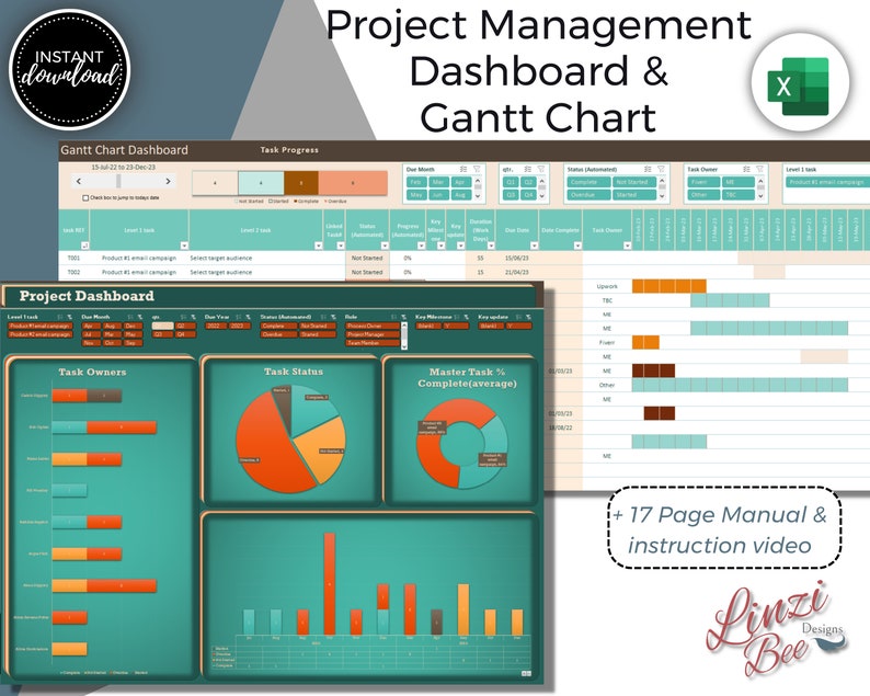 Automated Gantt Chart Excel Template: Project Management Dashboard ...