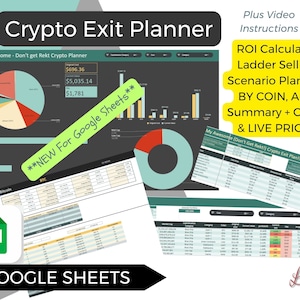 GOOGLE SHEETS Cryptoportfolio + exitplanner, verkoopschema, totale ROI, verwacht investeringsrendement + grafieken per categorie!