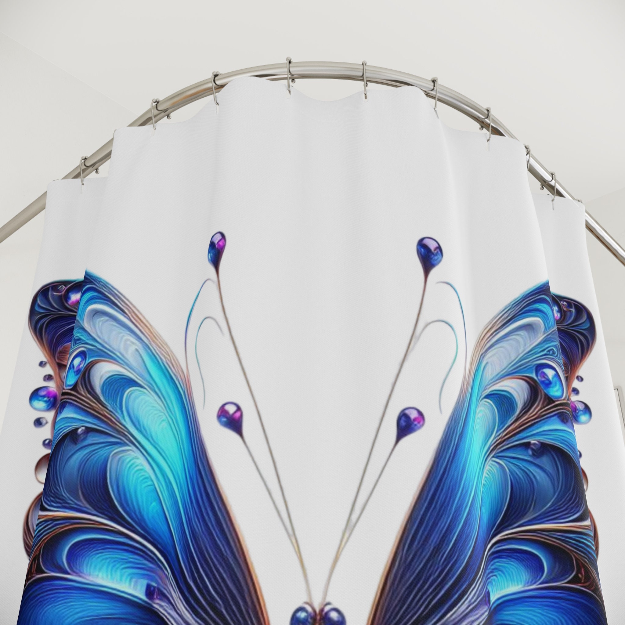 Blue Butterfly Shower Curtain, Butterfly Bathroom Decor, Butterfly