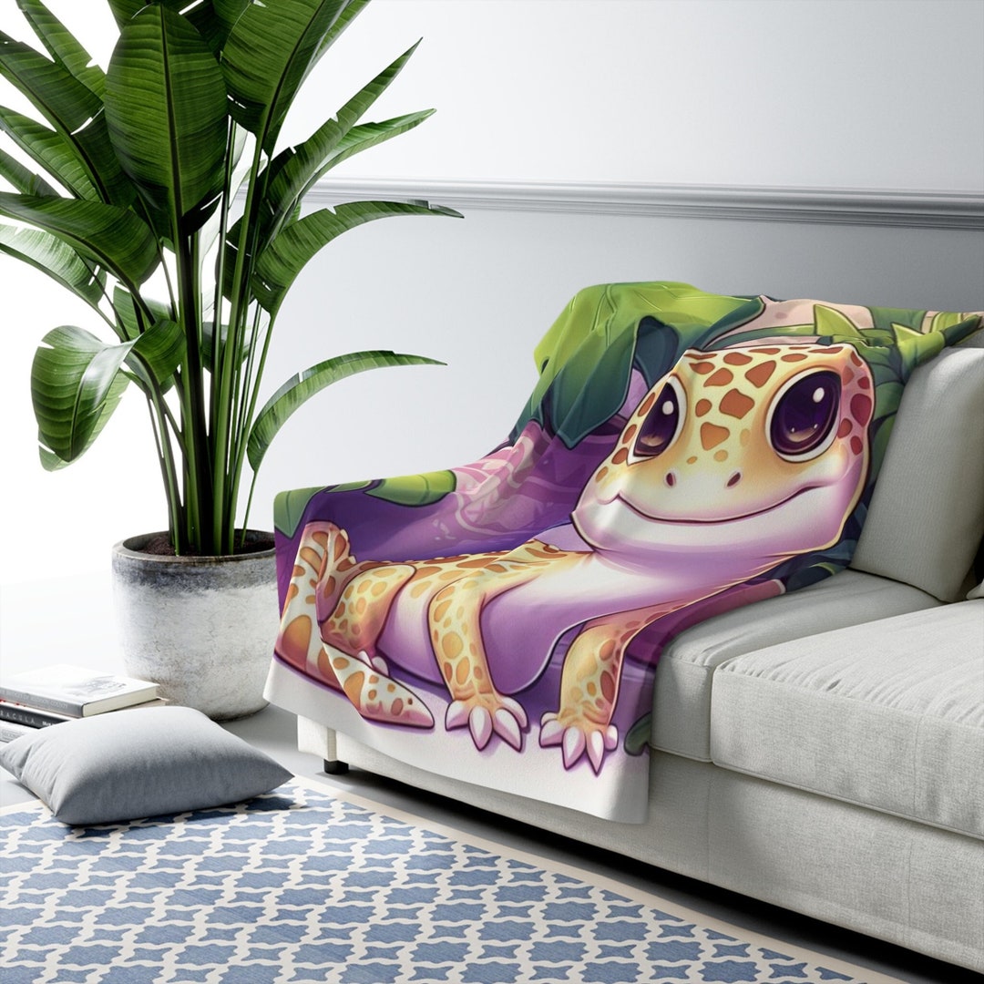Gecko Blanket, Cute Leopard Gecko, Sherpa Fleece Blanket, Gecko Throw