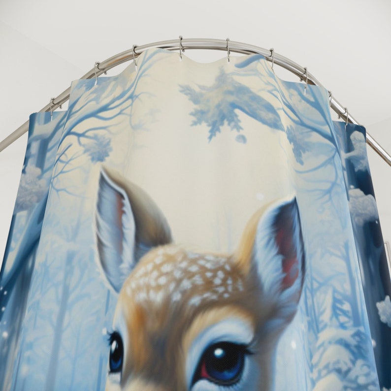 Deer Shower Curtain/winter Bathroom Decor/cute Bathroom Etsy