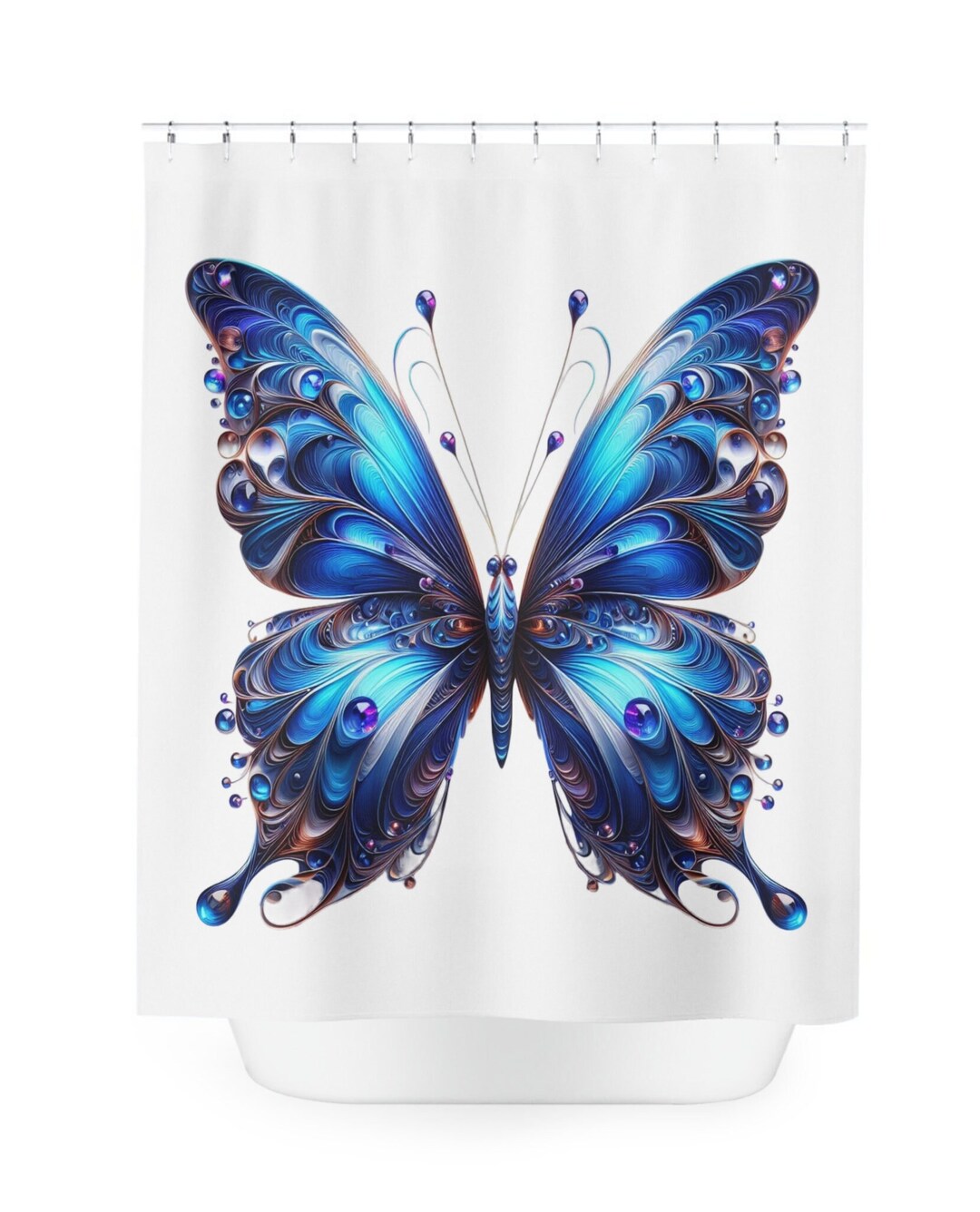 Blue Butterfly Shower Curtain, Butterfly Bathroom Decor, Butterfly