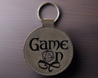 GAME ON D20 Tabletop Gamer Keychain - Dungeons and Dragons Gift - Dungeon Master Keychain