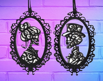 Skeleton Cameo Hanging Ornament SET - Halloween Tree Ornament