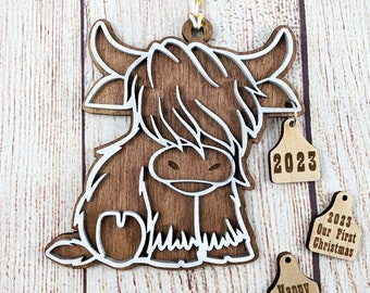 Highland Cow Personalized Christmas Ornament 2023/2024