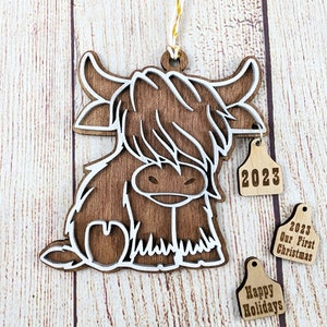 Highland Cow Personalized Christmas Ornament 2023/2024