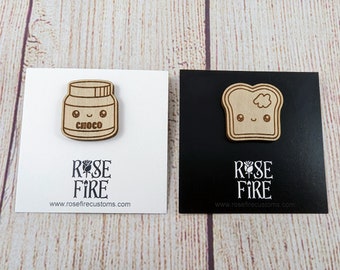 Toast and Chocolate Spread Pins/Badges Set