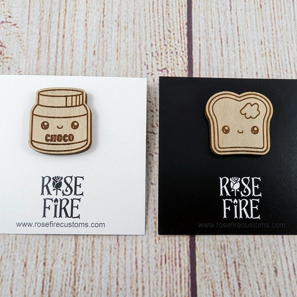 Ensemble d'épingles/badges à tartiner au pain grillé et au chocolat