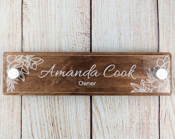 Placa con nombre floral - Placa con nombre para puerta